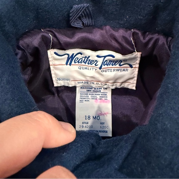 Vintage Weather Tamer Pea Coat Baby Size 18 Mo Navy Gold Buttons Preppy Classic - Picture 3 of 10